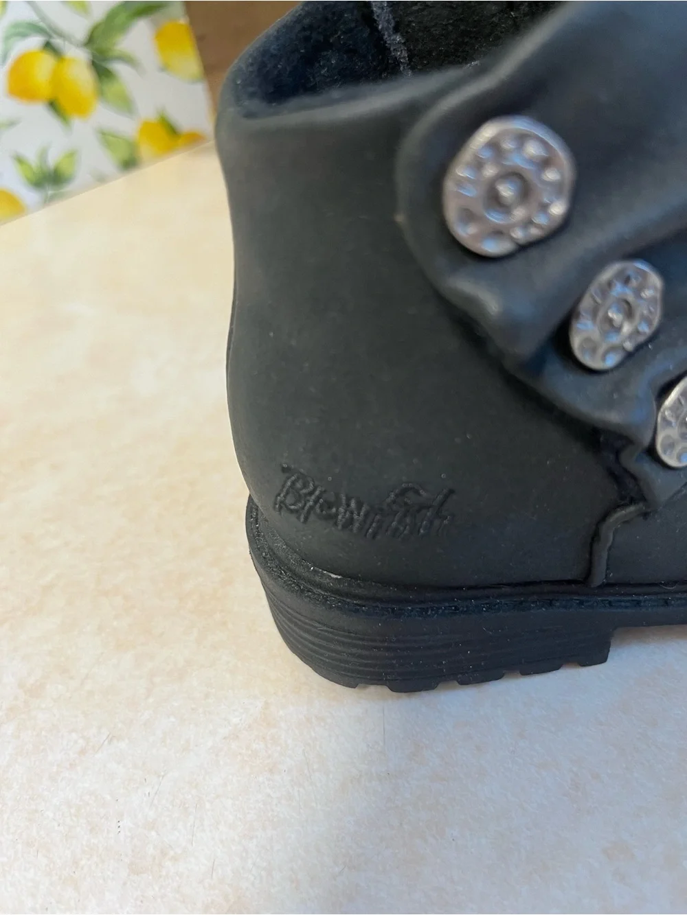Girls' Black Ankle Boots with Side Buttons - Kids Shoes Size 7 T